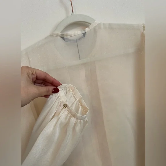 ZARA- Chic Cream Ruffle Blouse - Picture 6 of 7